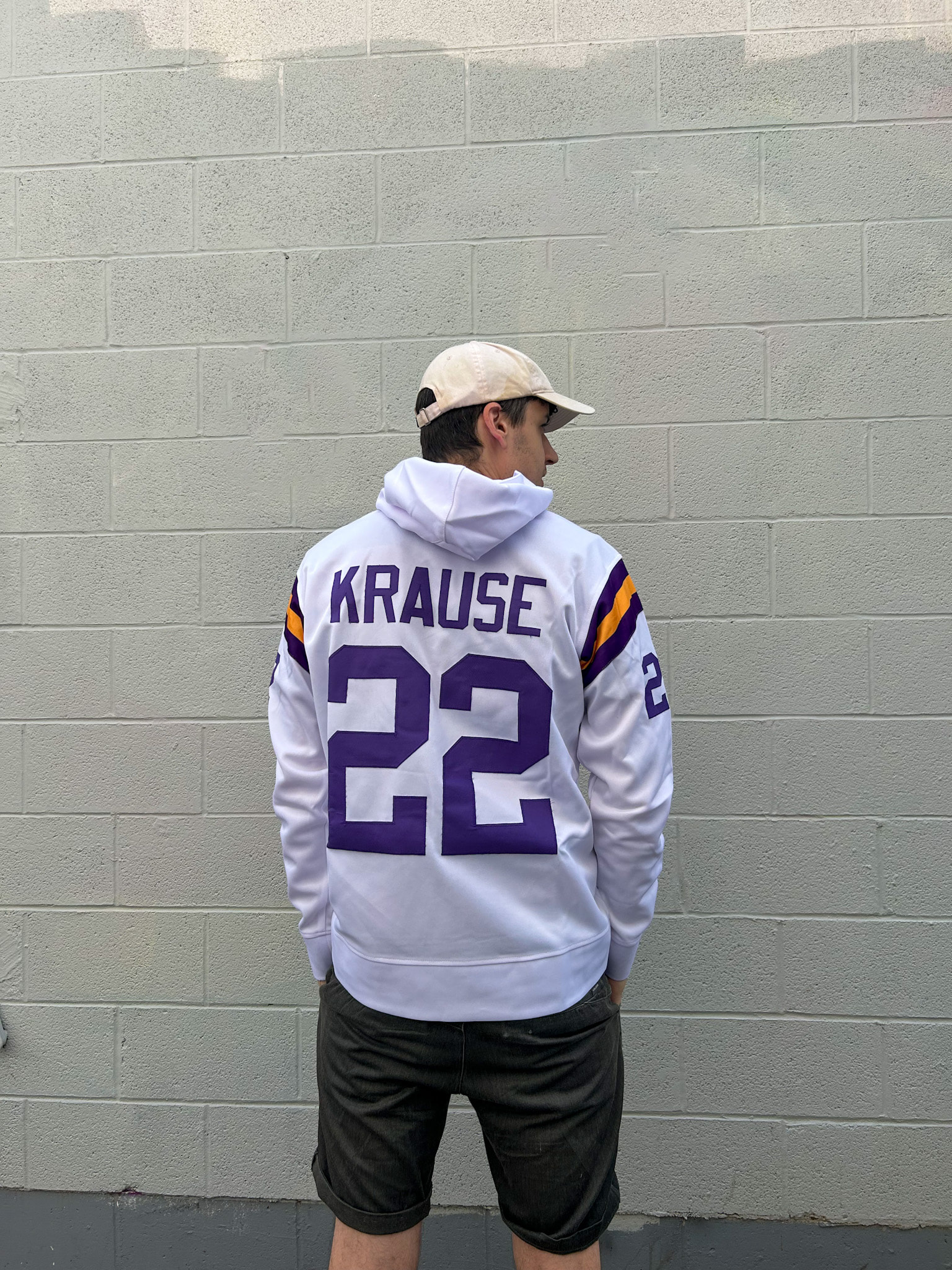 Paul Krause Jersey Sweatshirt Hoodie - 'Purple Home' or 'White Away'